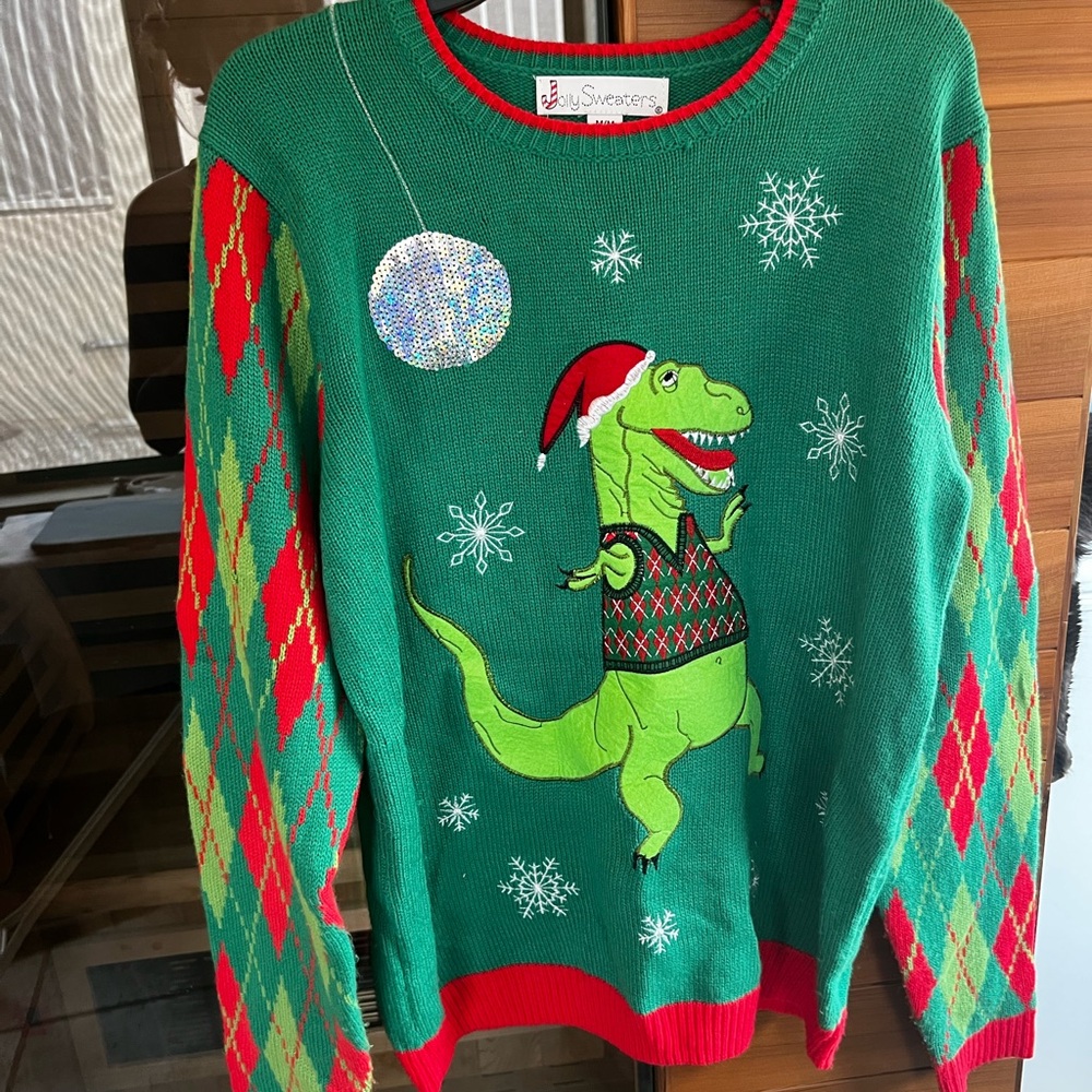 Festive Green Dinosaur Sweater by FunSweaters jolly sweaters